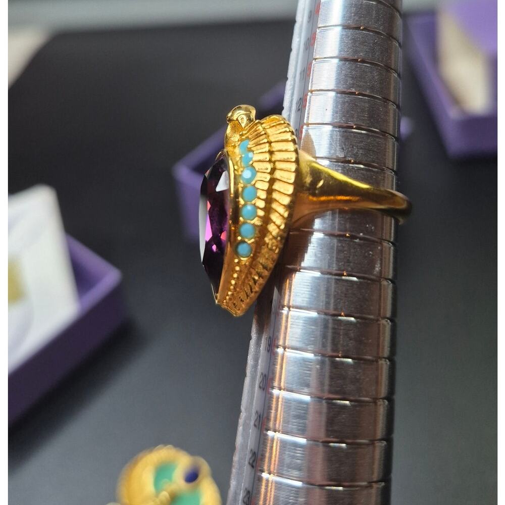 Elizabeth Taylor for Avon Egyptian Revival Phoenix Earrings and Ring - Picture 9 of 11